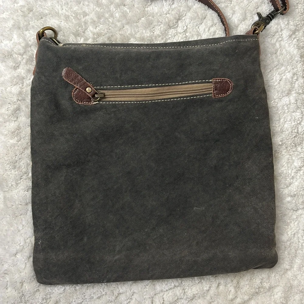 Myra Bag Upcycled Canvas And Leather Crossbody Bag